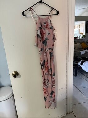 Floral Ruffle wedding guest dress - Pink